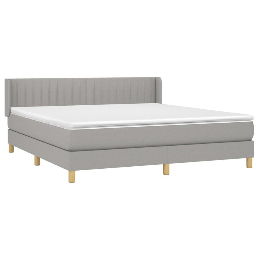 Boxspring Met Matras Stof Lichtgrijs 160 x 200 cm Verticale strepen