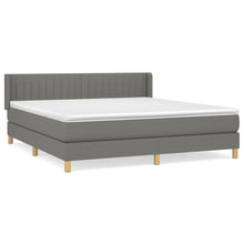 Boxspring Met Matras Stof Donkergrijs 160 x 200 cm Verticale strepen