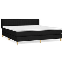 Boxspring Met Matras Stof Zwart 160 x 200 cm Verticale strepen