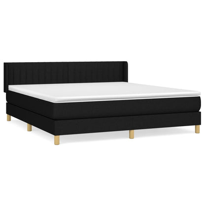 Boxspring Met Matras Stof Zwart 160 x 200 cm Verticale strepen