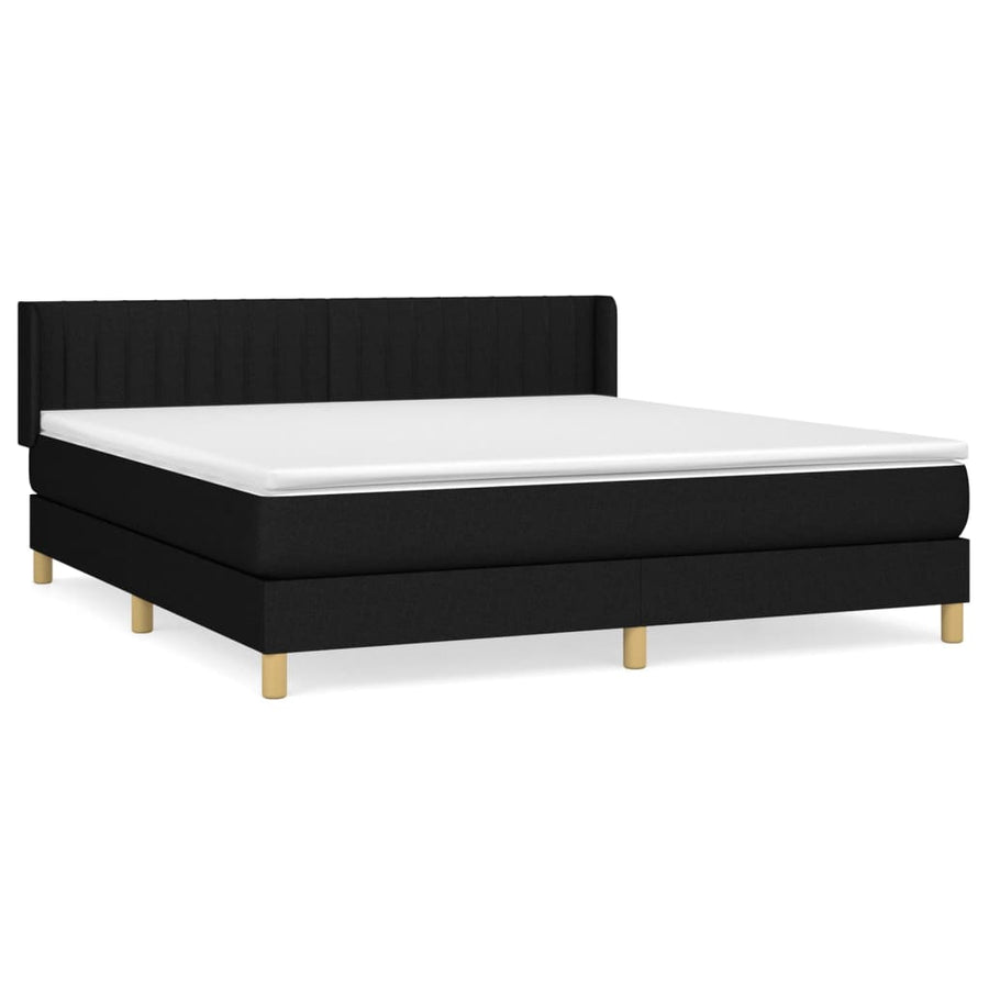 Boxspring Met Matras Stof Zwart 160 x 200 cm Verticale strepen
