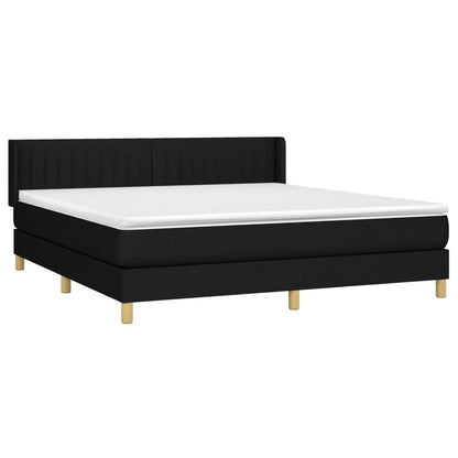 Boxspring Met Matras Stof Zwart 160 x 200 cm Verticale strepen