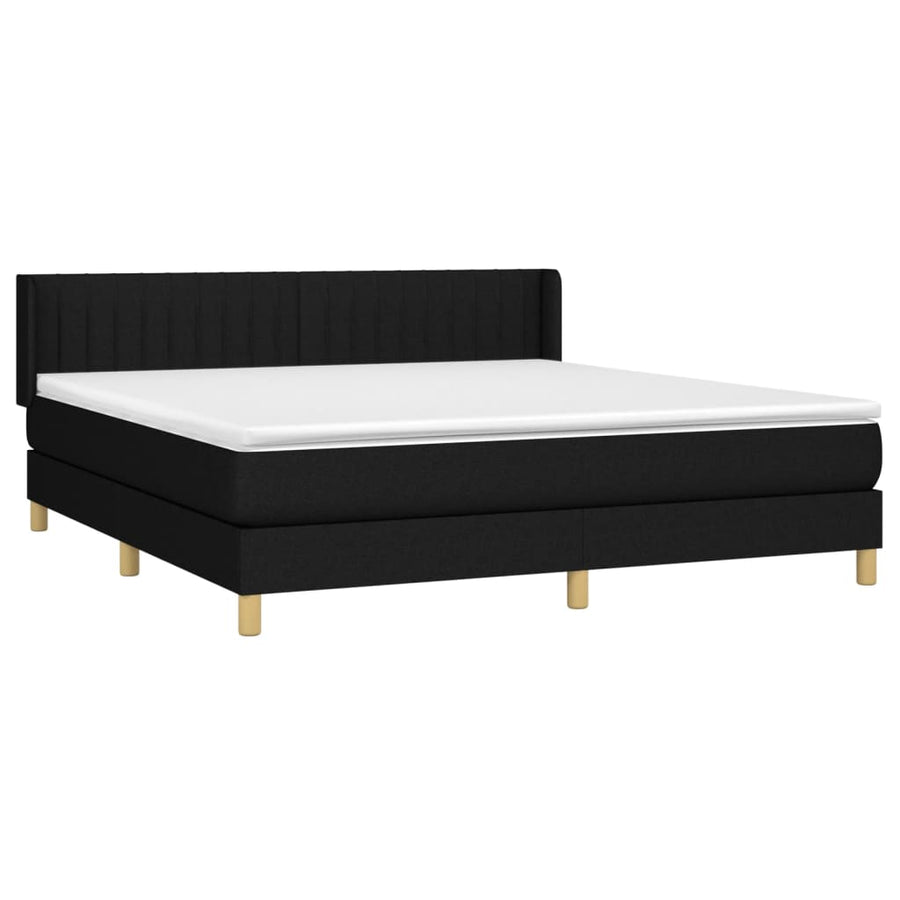 Boxspring Met Matras Stof Zwart 160 x 200 cm Verticale strepen