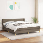 Boxspring Met Matras Stof Taupe 160 x 200 cm Verticale strepen