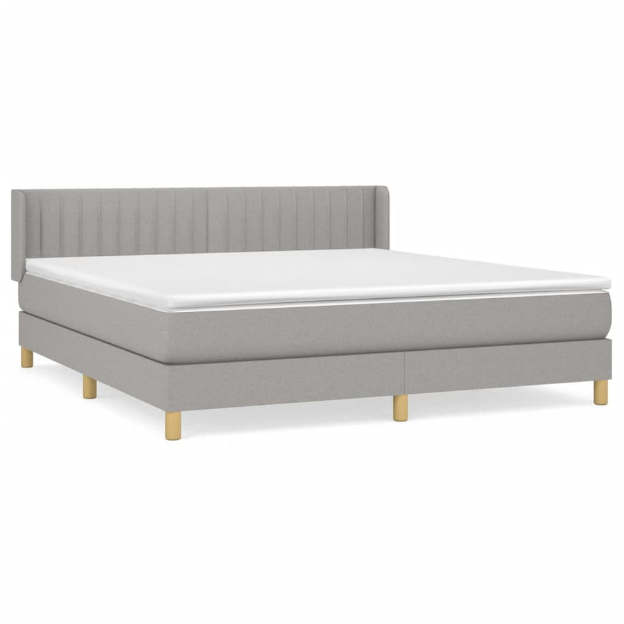 Boxspring Met Matras Stof Lichtgrijs 180 x 200 cm Verticale strepen