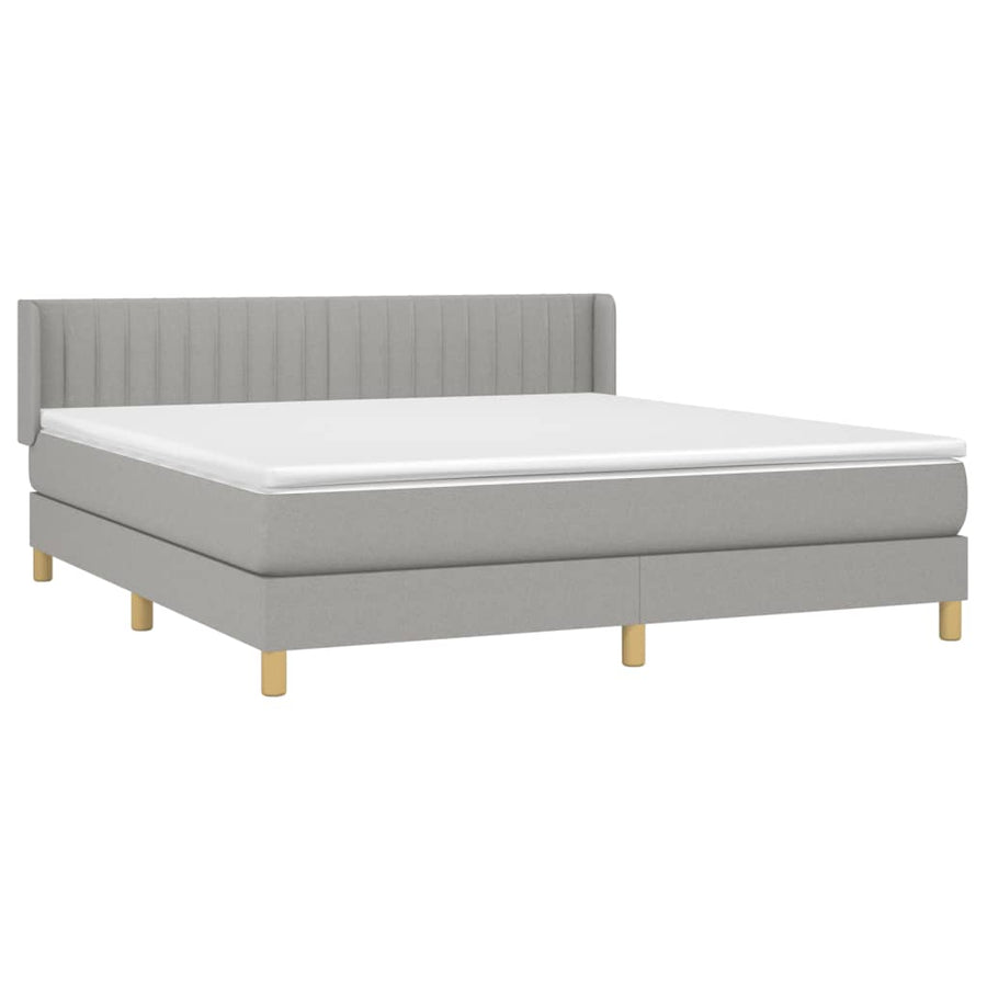 Boxspring Met Matras Stof Lichtgrijs 180 x 200 cm Verticale strepen