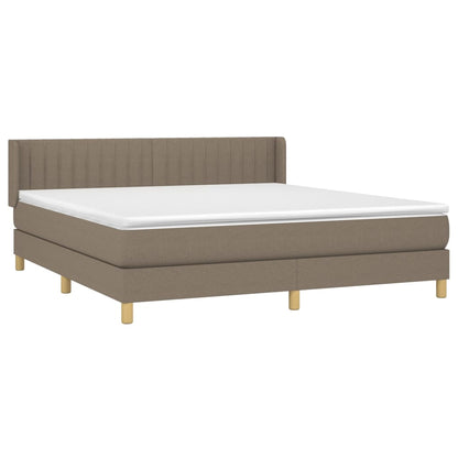 Boxspring Met Matras Stof Taupe 180 x 200 cm Verticale strepen