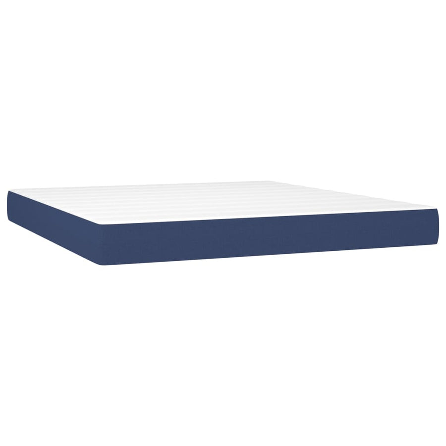 Boxspring Met Matras Stof Blauw 180 x 200 cm Verticale strepen
