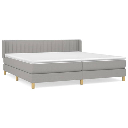 Boxspring Met Matras Stof Lichtgrijs 200 x 200 cm Verticale strepen