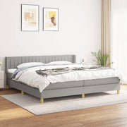 Box spring with mattress light gray fabric 200x200 cm