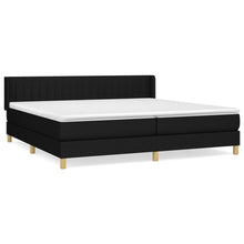 Boxspring Met Matras Stof Zwart 200 x 200 cm Verticale strepen