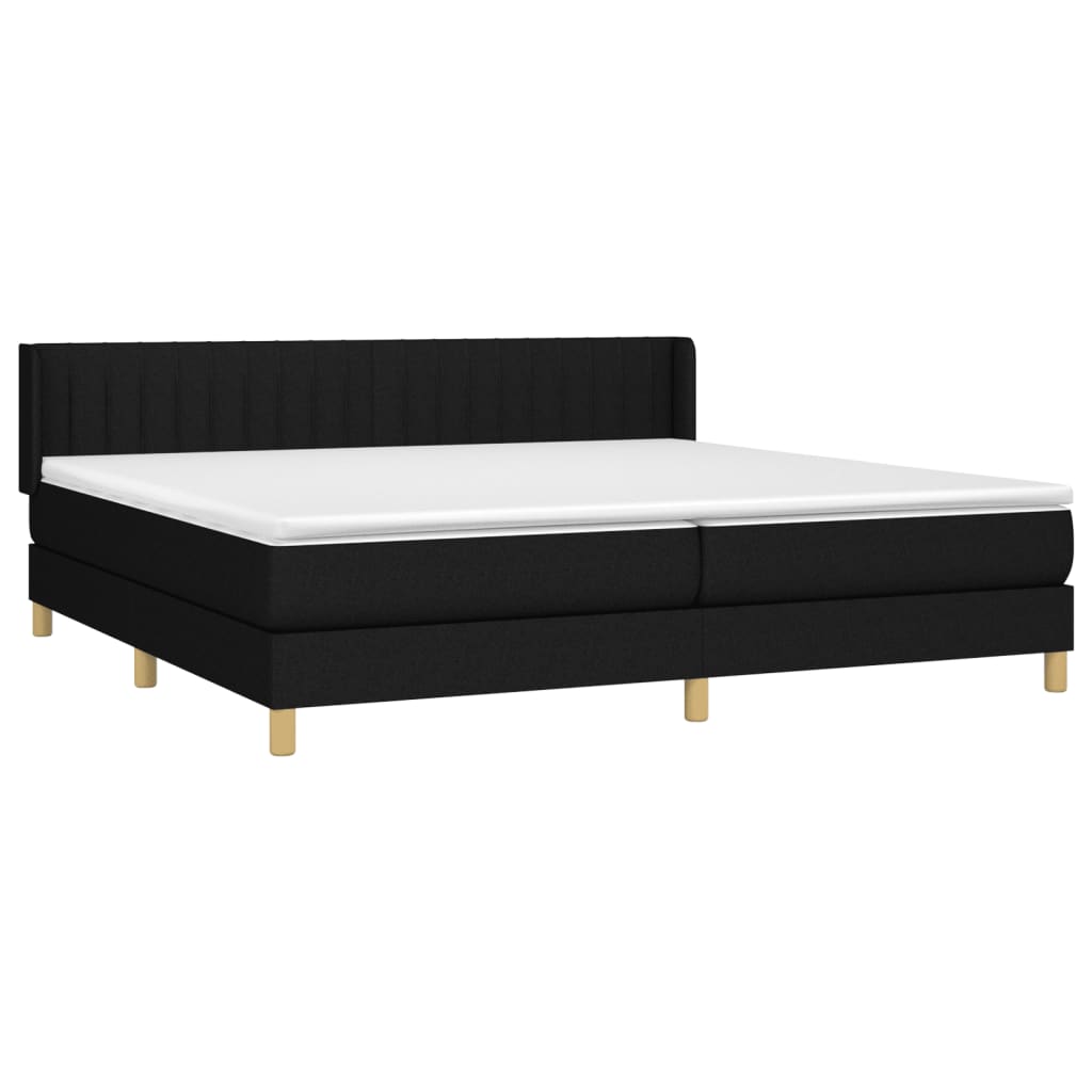 Boxspring Met Matras Stof Zwart 200 x 200 cm Verticale strepen