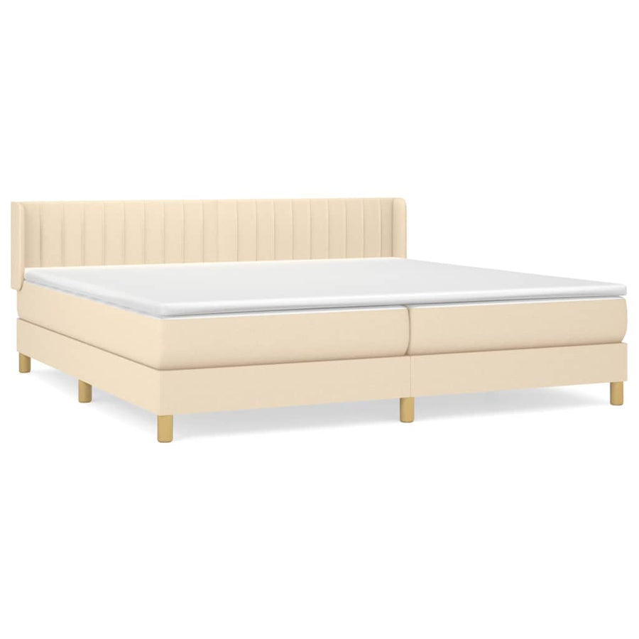 Boxspring Met Matras Stof Kleurig Crème 200 x 200 cm Verticale strepen