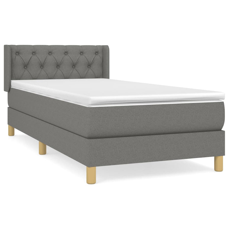 Boxspring Met Matras Stof Donkergrijs 80 x 200 cm Getuft ontwerp