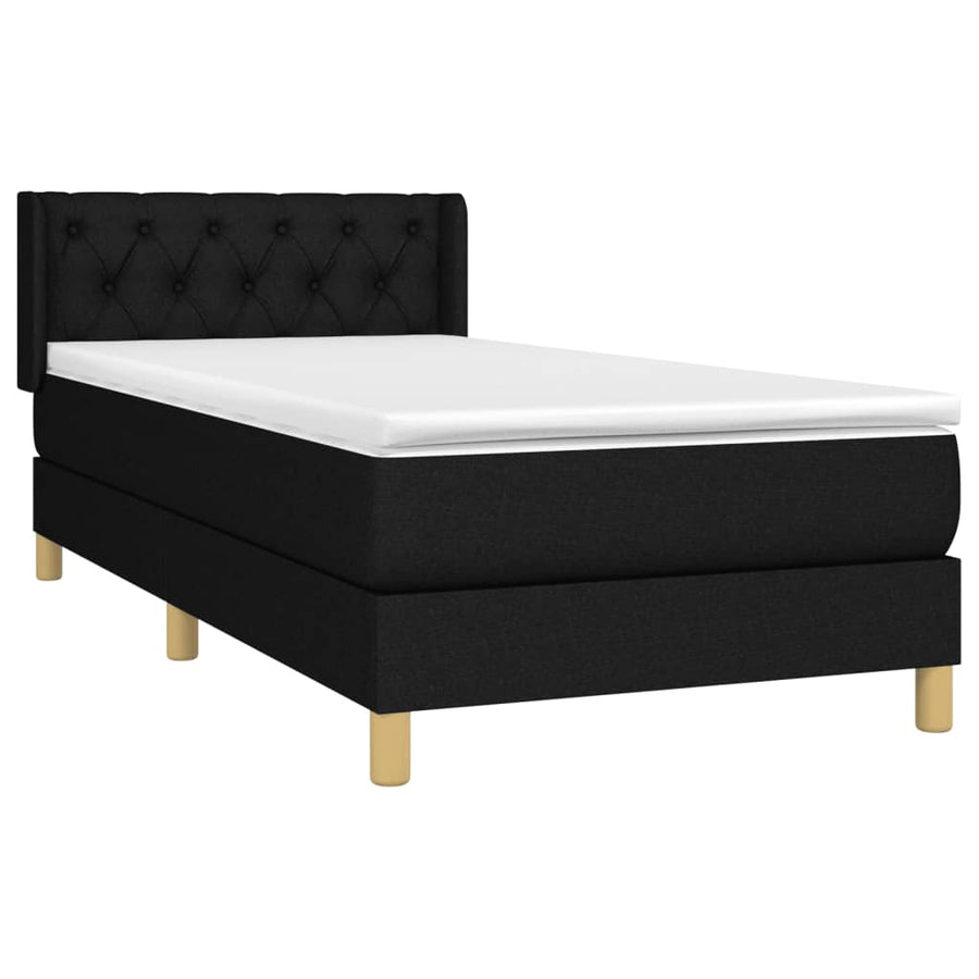 Boxspring Met Matras Stof Zwart 80 x 200 cm Getuft ontwerp