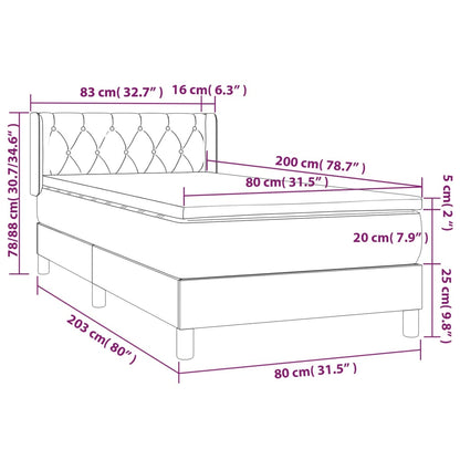 Boxspring Met Matras Stof Donkerbruin 80 x 200 cm Getuft ontwerp