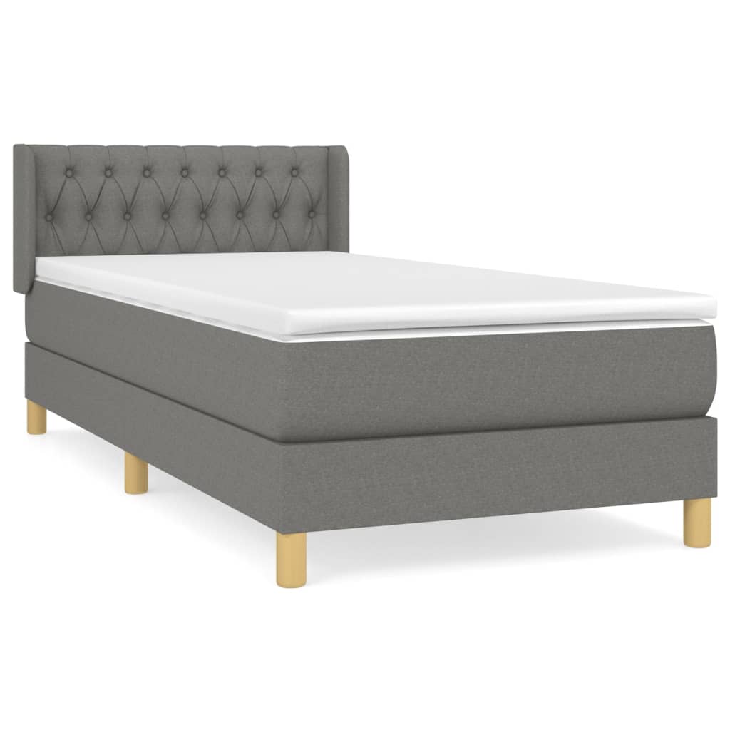 Boxspring Met Matras Stof Donkergrijs 90 x 190 cm Getuft ontwerp