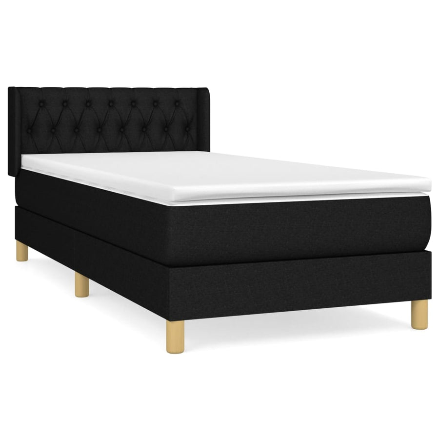 Boxspring Met Matras Stof Zwart 90 x 190 cm Getuft ontwerp