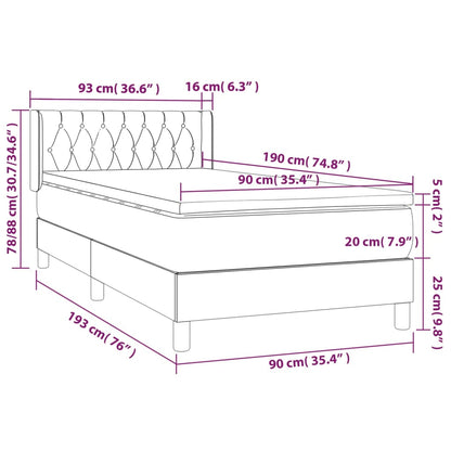 Boxspring Met Matras Stof Donkerbruin 90 x 190 cm Getuft ontwerp
