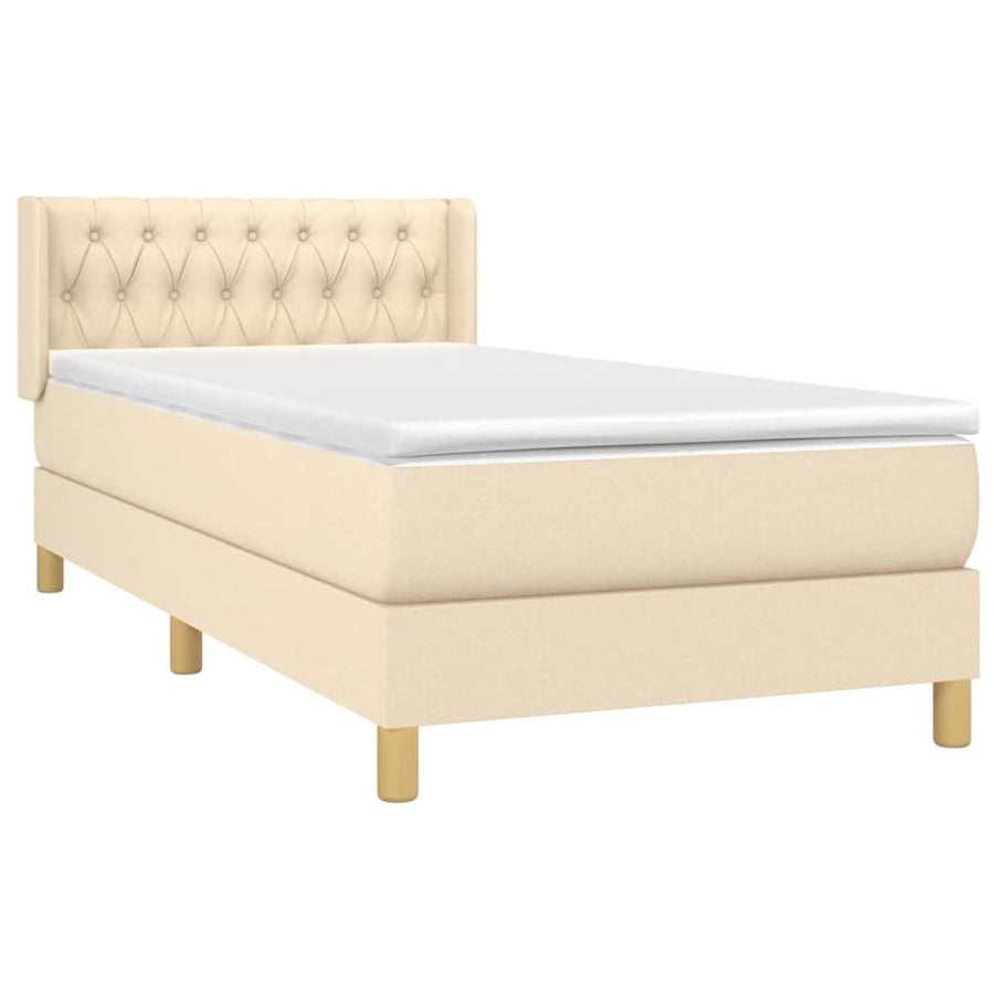 Boxspring met matras stof crèmekleurig 90x190 cm 90 x 190 cm Getuft ontwerp