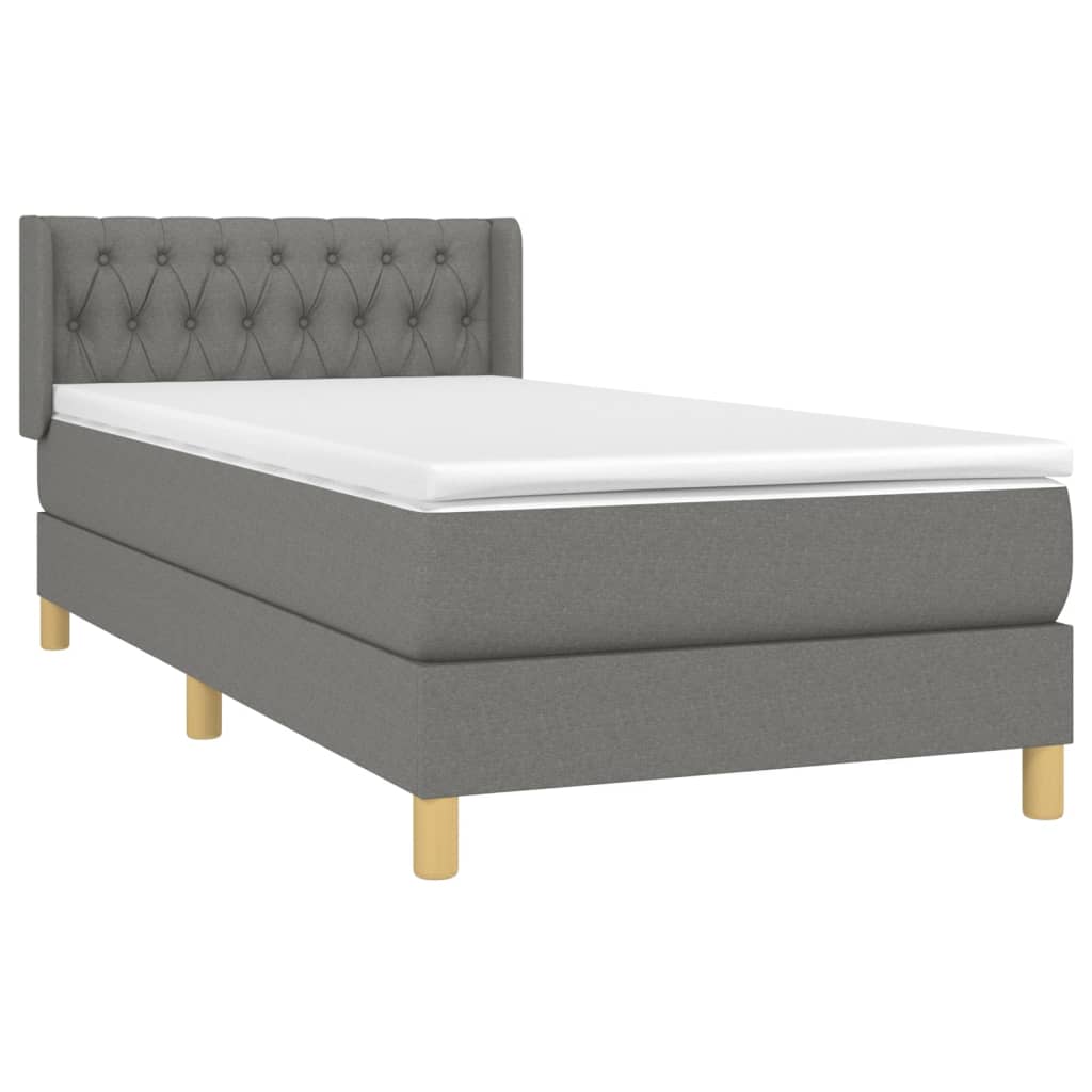Boxspring Met Matras Stof Donkergrijs 90 x 200 cm Getuft ontwerp