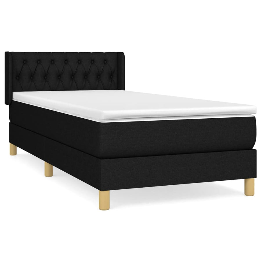 Boxspring Met Matras Stof Zwart 90 x 200 cm Getuft ontwerp