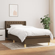 Boxspring 90x200 cm donkerbruin met pocketvering matras
