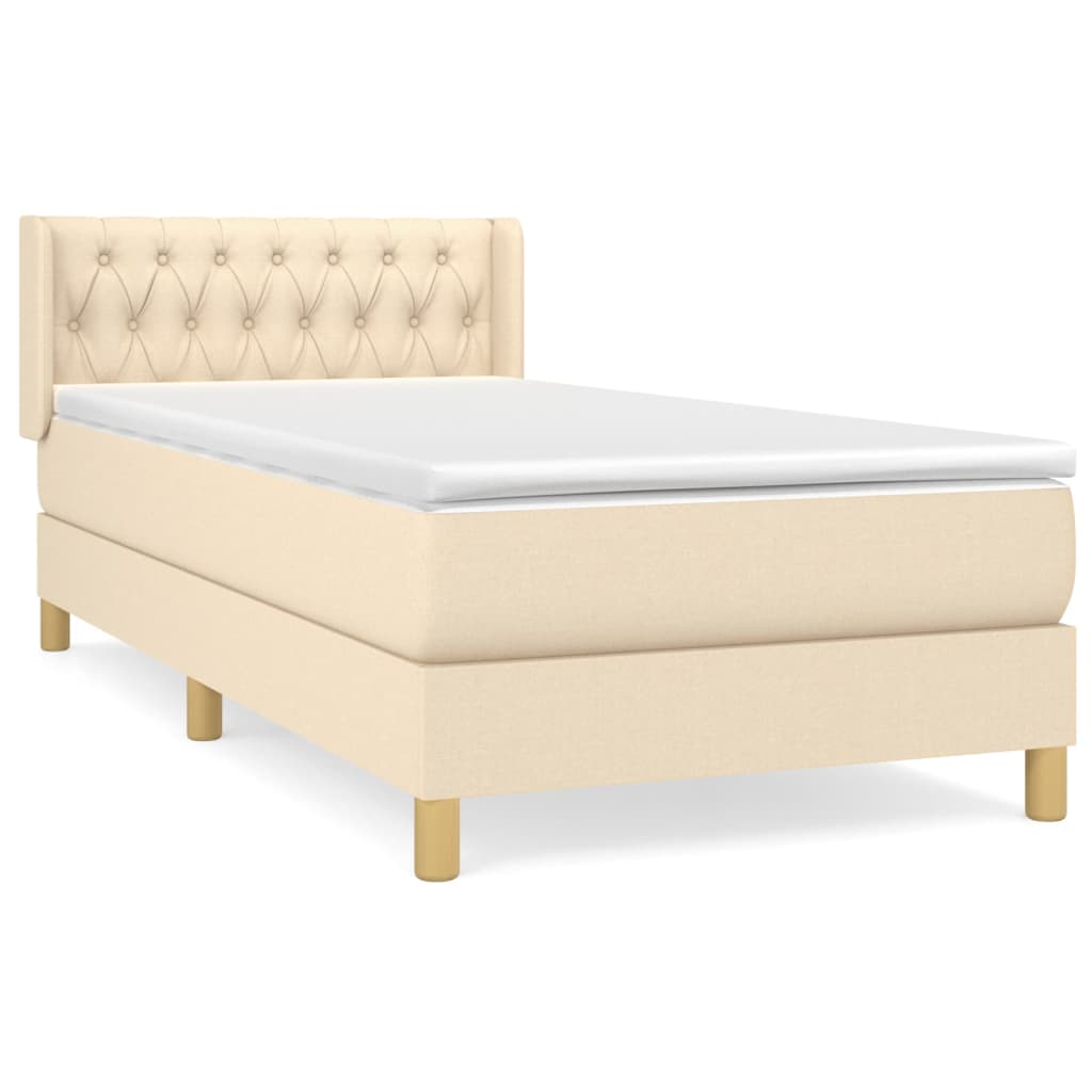Boxspring met matras stof crèmekleurig 90x200 cm 90 x 200 cm Getuft ontwerp