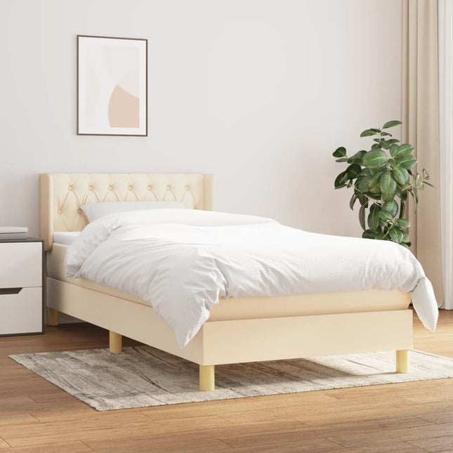 Boxspring met matras stof crèmekleurig 90x200 cm 90 x 200 cm Getuft ontwerp