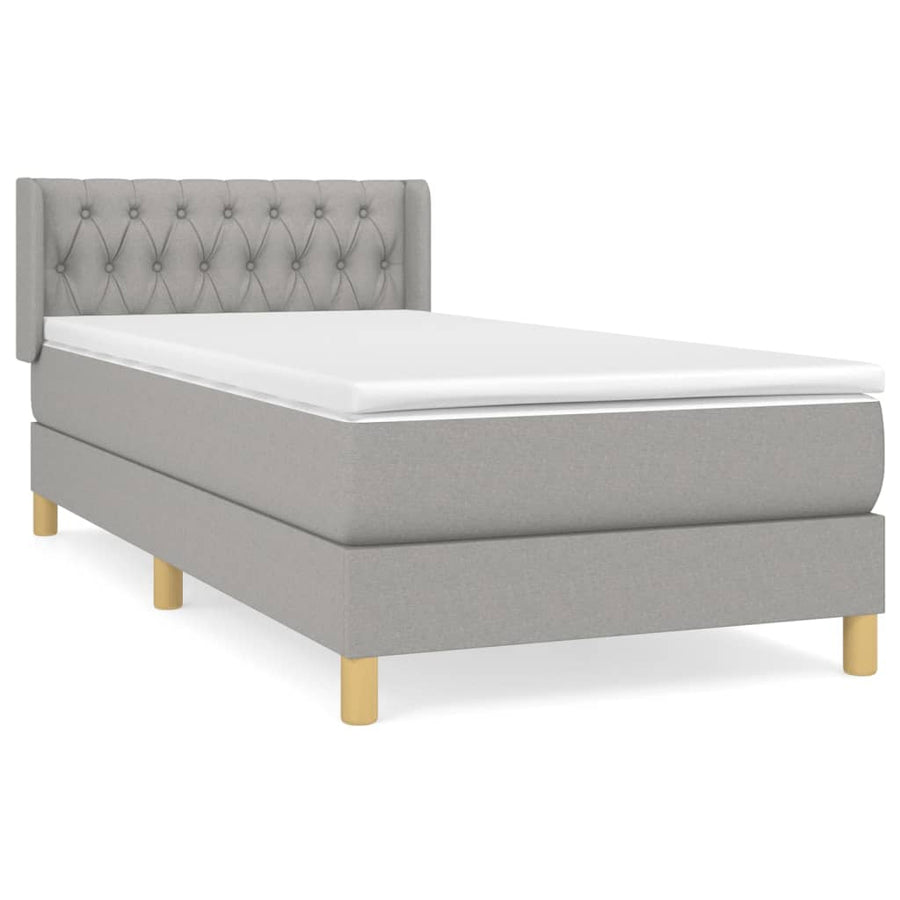 Boxspring Met Matras Stof Lichtgrijs 100X200 Cm Lichtgrijs 100 x 200 cm Getuft ontwerp