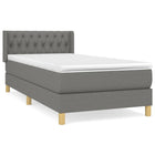 Boxspring Met Matras Stof Donkergrijs 100X200 Cm 100 x 200 cm Getuft ontwerp