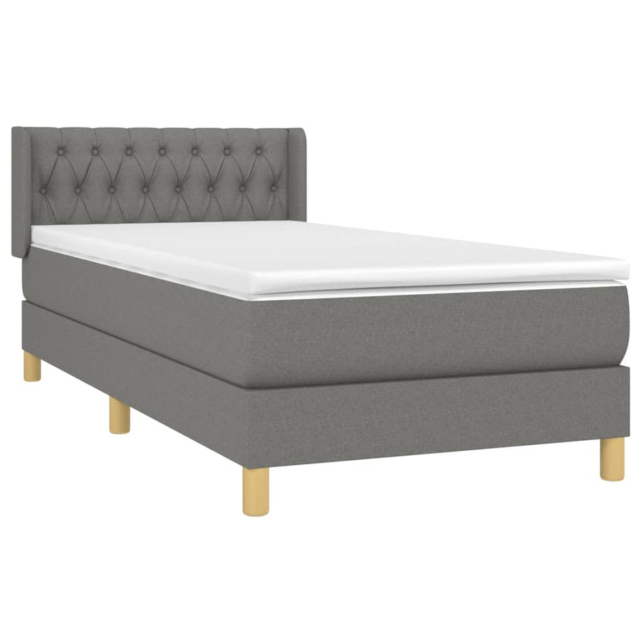 Boxspring Met Matras Stof Donkergrijs 100X200 Cm 100 x 200 cm Getuft ontwerp