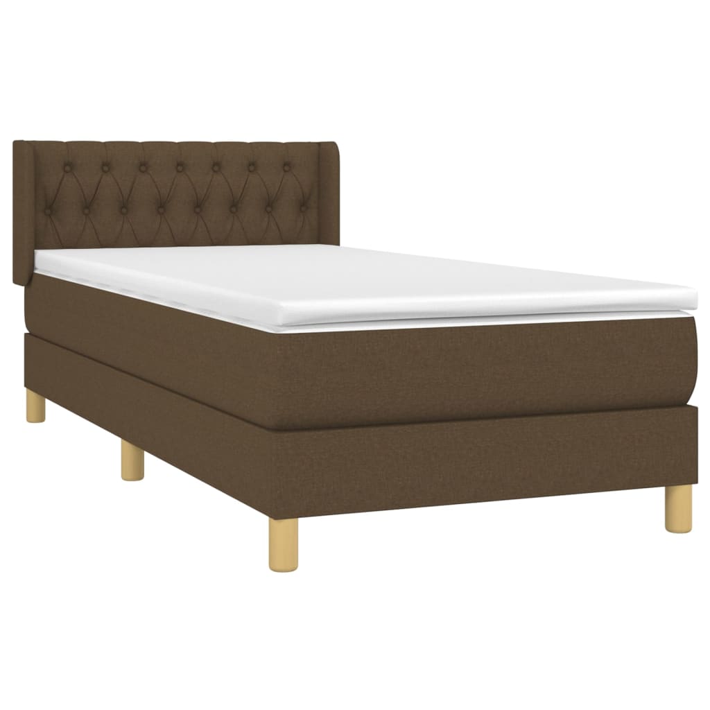 Boxspring Met Matras Stof Donkerbruin 100 x 200 cm Getuft ontwerp