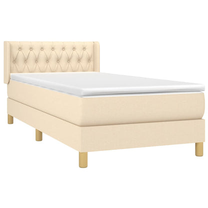Boxspring Met Matras Stof Crèmekleurig 100X200 Cm 100 x 200 cm Getuft ontwerp