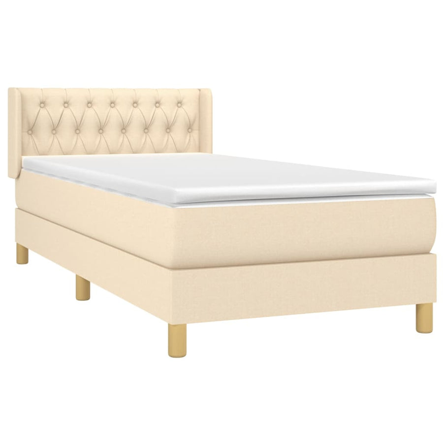 Boxspring Met Matras Stof Crèmekleurig 100X200 Cm 100 x 200 cm Getuft ontwerp