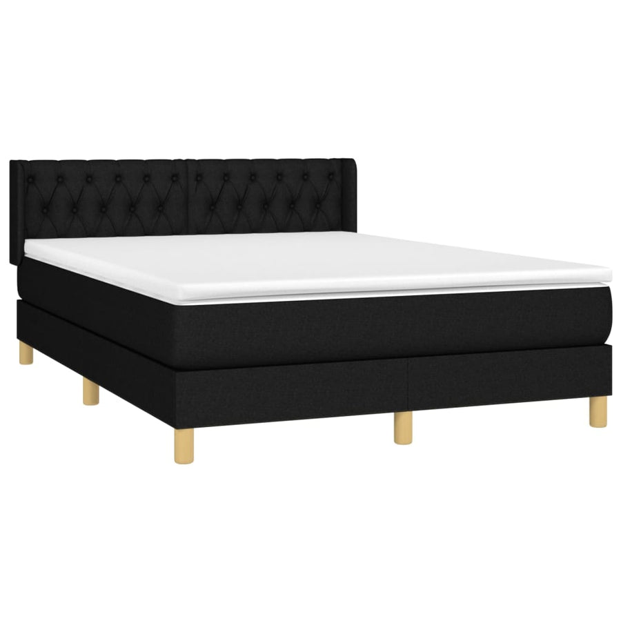 Boxspring Met Matras Stof Zwart 140 x 200 cm Getuft ontwerp