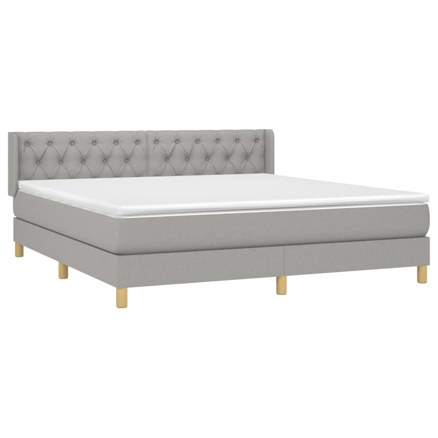 Boxspring Met Matras Stof Lichtgrijs 160 x 200 cm Getuft ontwerp