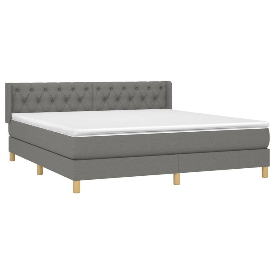 Boxspring Met Matras Stof Donkergrijs 160 x 200 cm Getuft ontwerp