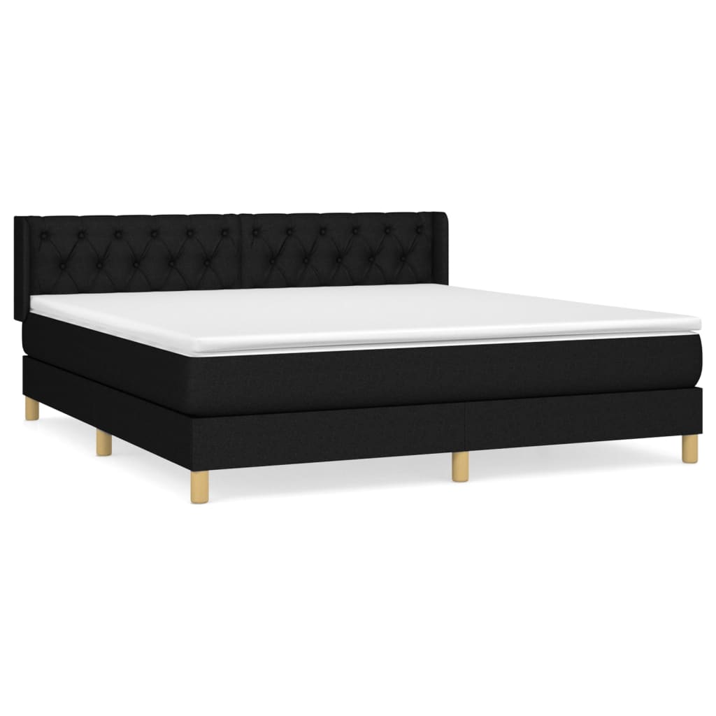 Boxspring Met Matras Stof Zwart 160 x 200 cm Getuft ontwerp