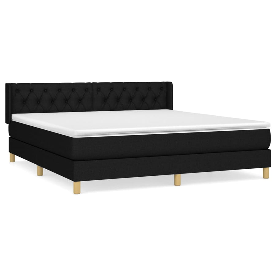 Boxspring Met Matras Stof Zwart 160 x 200 cm Getuft ontwerp