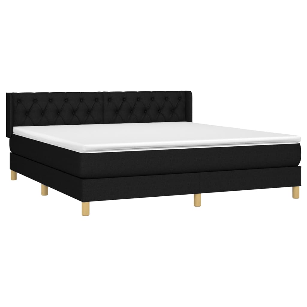 Boxspring Met Matras Stof Zwart 160 x 200 cm Getuft ontwerp