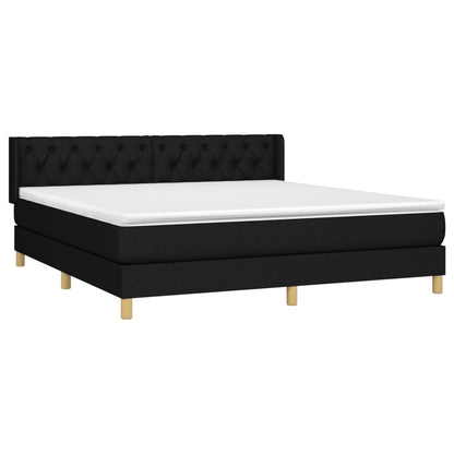 Boxspring Met Matras Stof Zwart 160 x 200 cm Getuft ontwerp