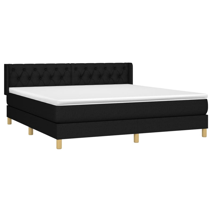 Boxspring Met Matras Stof Zwart 160 x 200 cm Getuft ontwerp