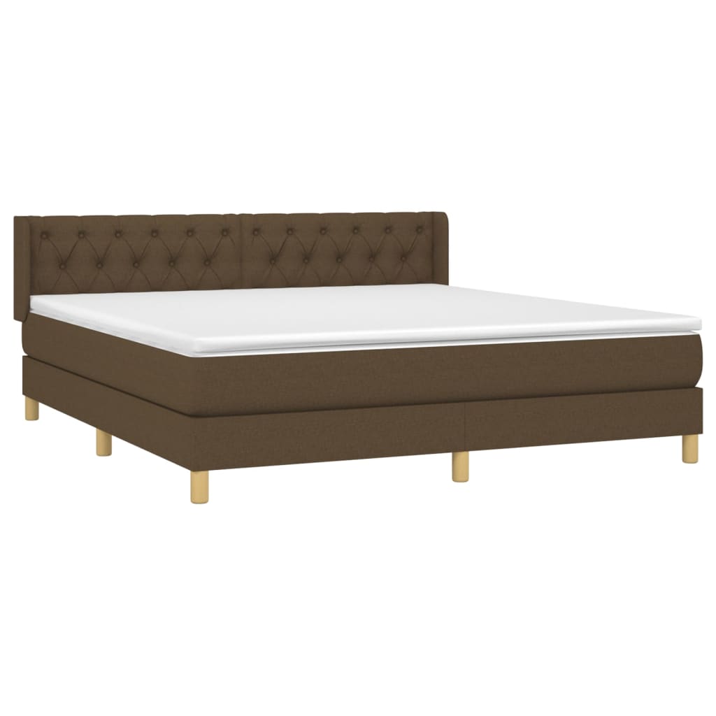 Boxspring Met Matras Stof Donkerbruin 160 x 200 cm Getuft ontwerp