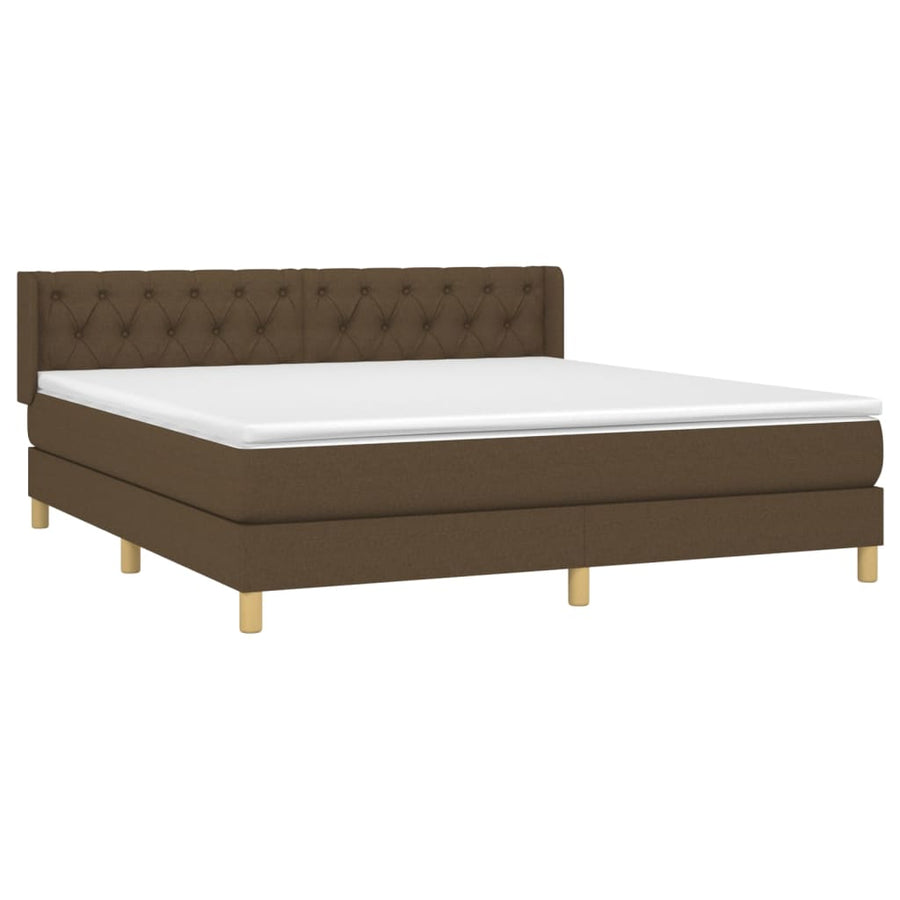 Boxspring Met Matras Stof Donkerbruin 160 x 200 cm Getuft ontwerp