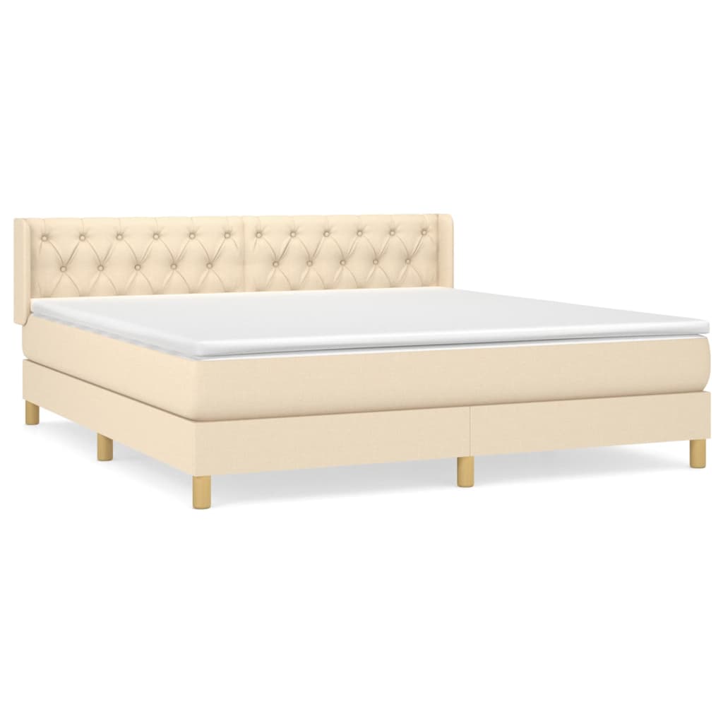Boxspring Met Matras Stof Kleurig Crème 160 x 200 cm Getuft ontwerp