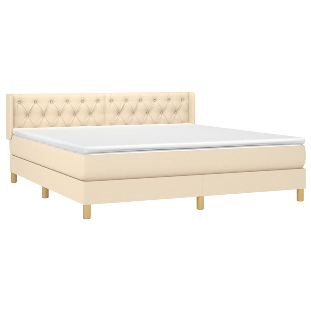 Boxspring Met Matras Stof Kleurig Crème 160 x 200 cm Getuft ontwerp