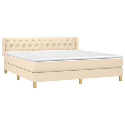 Boxspring Met Matras Stof Kleurig Crème 160 x 200 cm Getuft ontwerp
