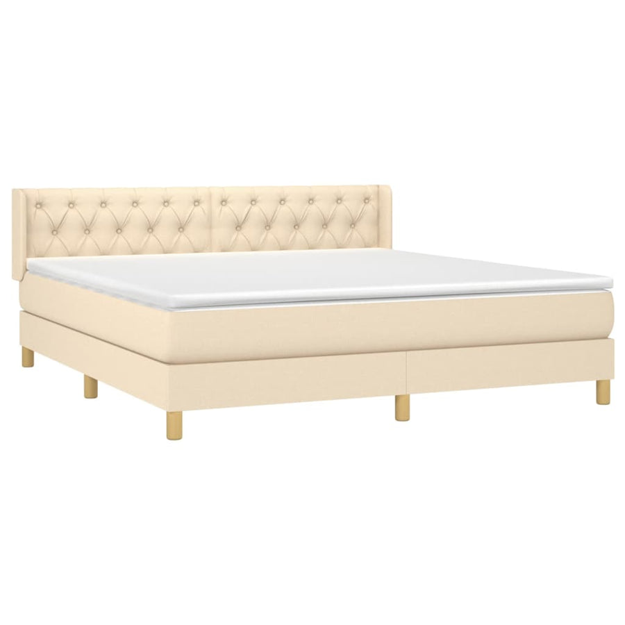 Boxspring Met Matras Stof Kleurig Crème 160 x 200 cm Getuft ontwerp
