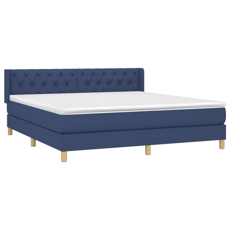 Boxspring Met Matras Stof Blauw 160 x 200 cm Getuft ontwerp